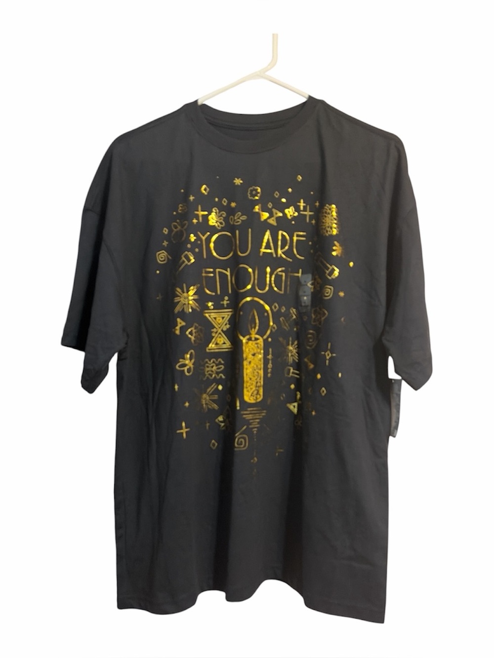 Disney Encanto You Are Enough Gold Foil Graphic T Shirt Black Womens M NWT